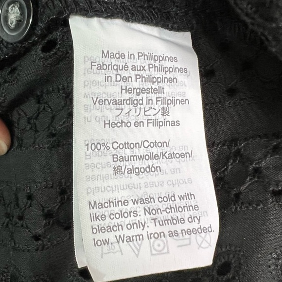 Madewell Eyelet Lace Double Tie Peasant Top in Black Size M - Picture 9 of 11